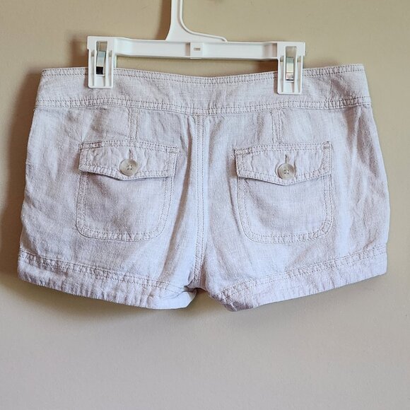 Express Linen Blend Button Sailor Shorts Beige - Size 0 - Picture 3 of 4